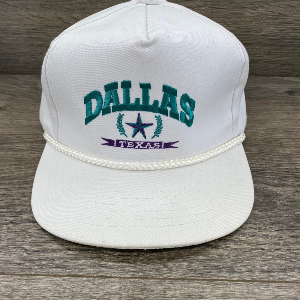 Dallas Texas Young An Hat Company Hat Mens OSFA White Rope Leather Strapback Cap